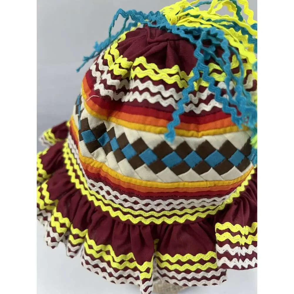 Vintage Handmade Seminole Native American Child’s Hat – Patchwork Ribbon Trim